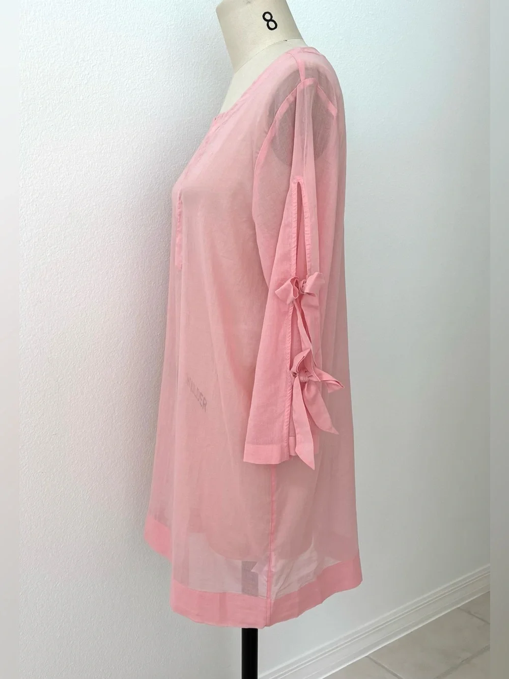 J.Crew Tie Sleeve Beach Tunic Cover-Up/Dress NWT Pink Lightweight Relaxed Size L